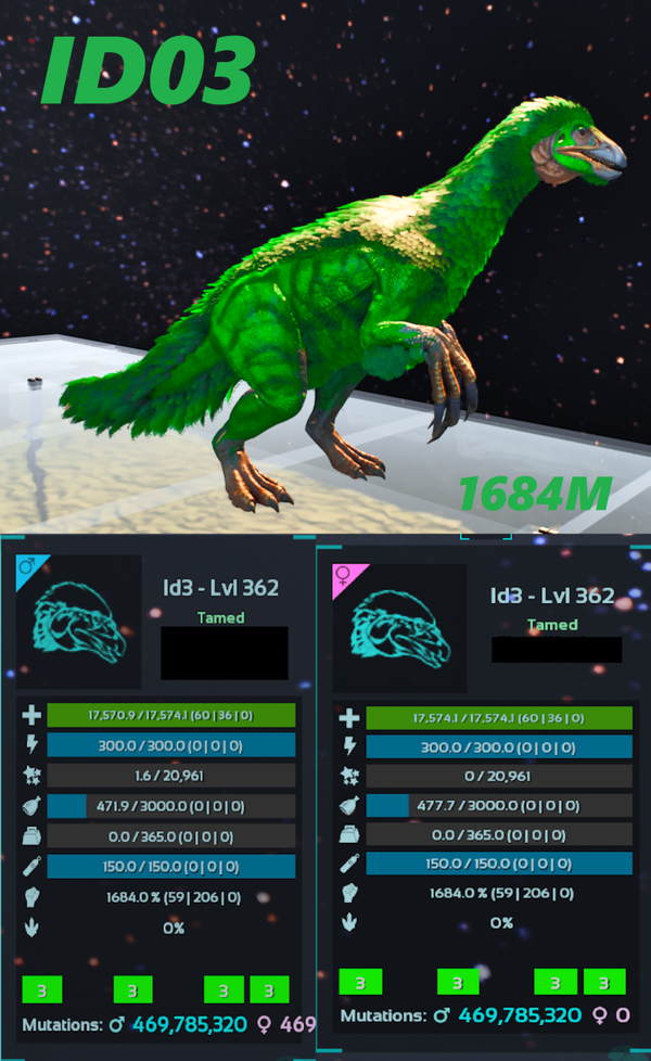 ID3 Therizinosaurus adult clones