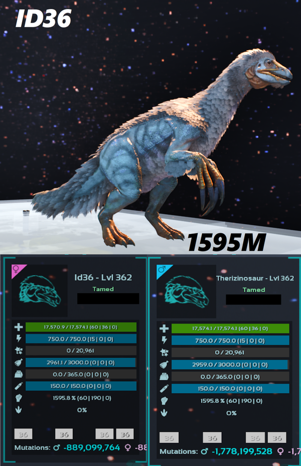 ID36 Therizinosaurus adult clones