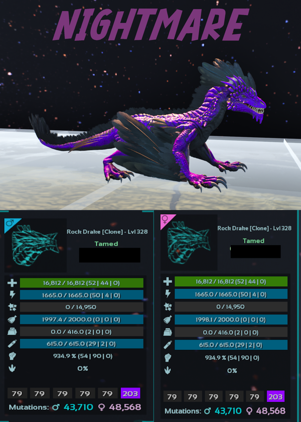 Nightmare 934 Rock Drake adult clones