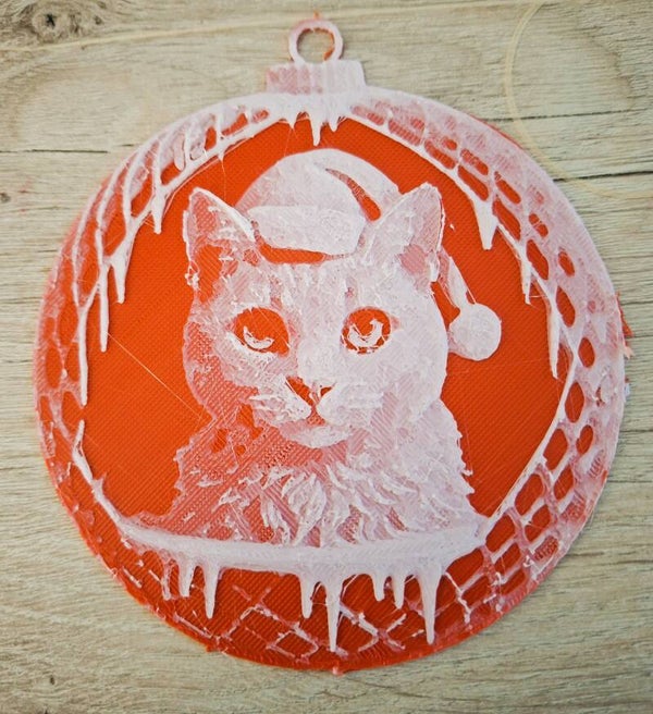 Kerstdecoratie 3D geprint +/- 9 CM poes