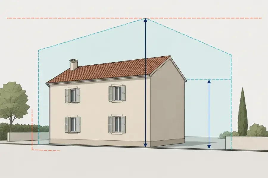 Hauteur maximale au faîtage et gabarit constructible définis par le PLU