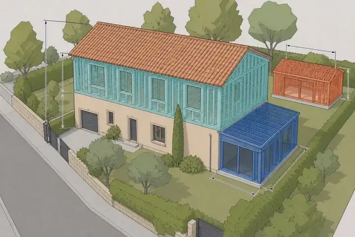 Modèle 3D SketchUp des volumes constructibles avec hauteurs et dimensions