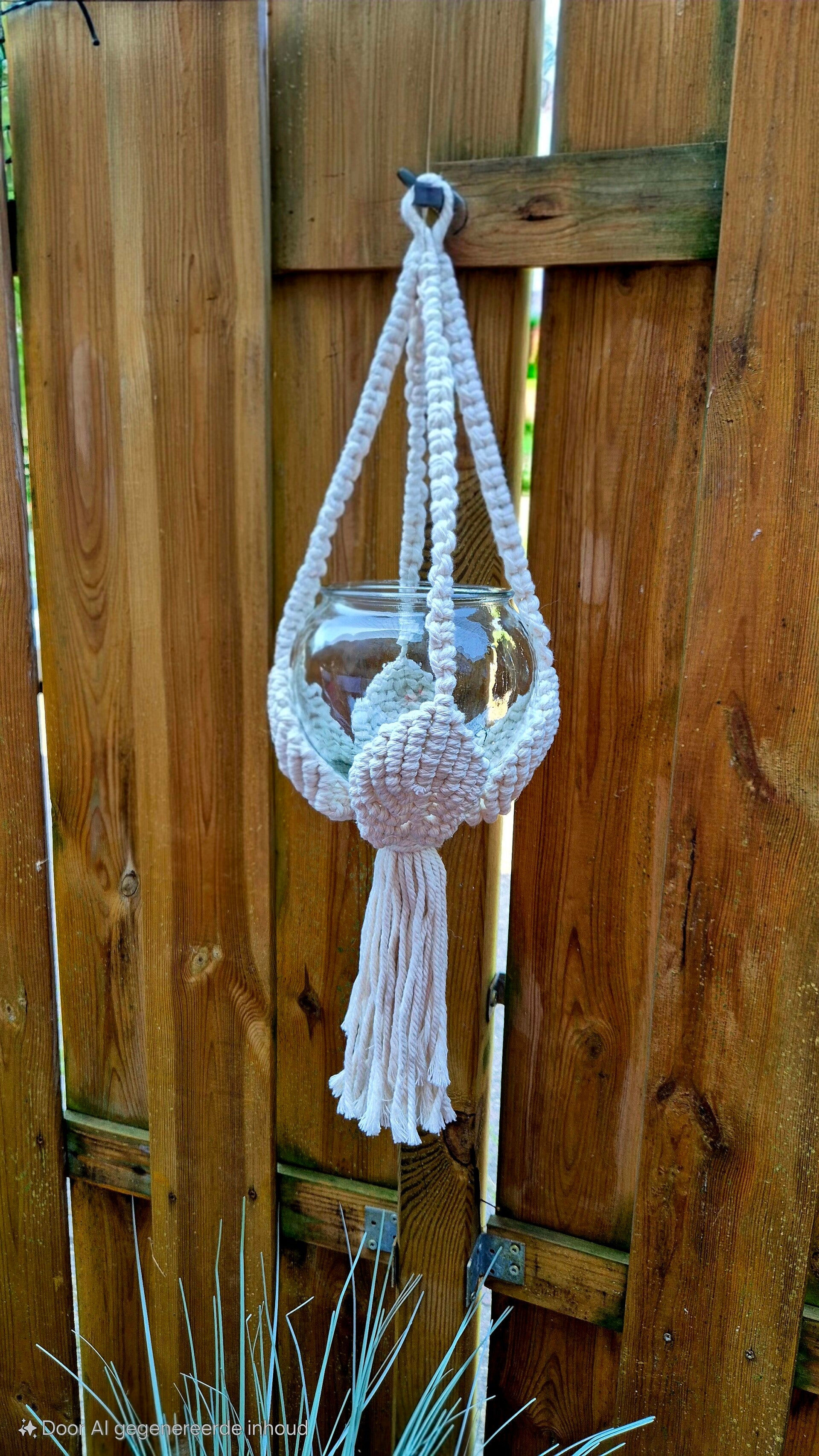 Plantenhanger Macrame Wit