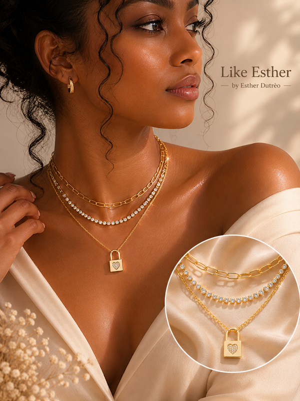 Unwritten Layered Heart Lock Necklace