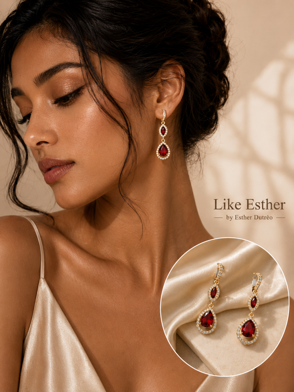 GIVENCHY Red Crystal Drop Earrings