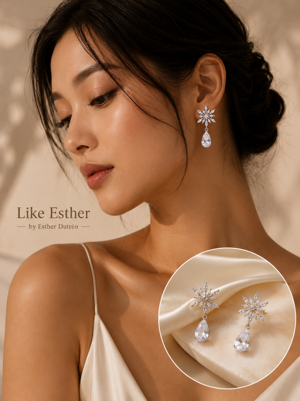 ANNE KLEIN Snowflake Cubic Zirconia Earrings.