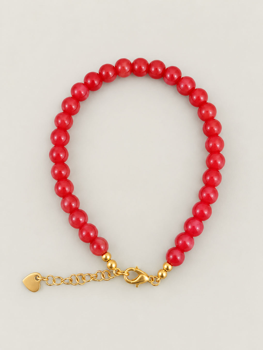 Red armband - stainless steel - goudkleurig - Rode natuursteen