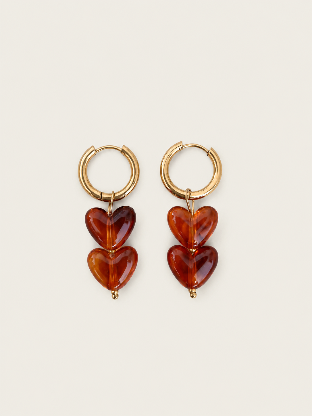 Color Hearts amber bruin - stainless steel - goudkleurig/amber bruin