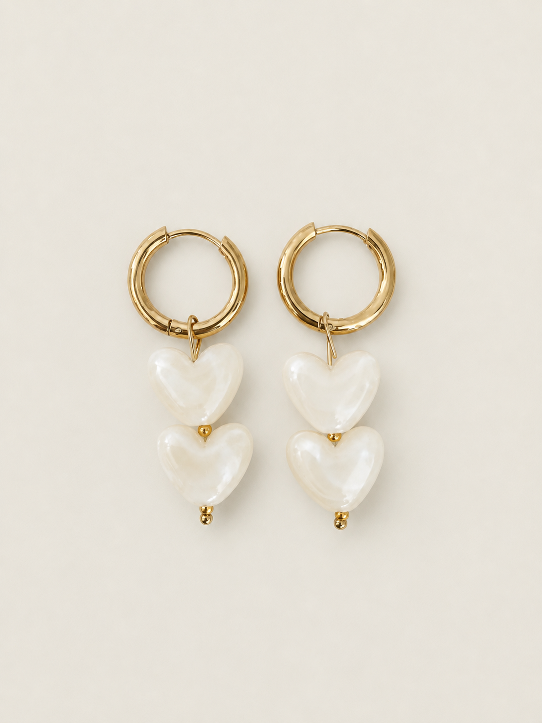 Color Hearts creme kleur- stainless steel - goudkleurig/cremekleur