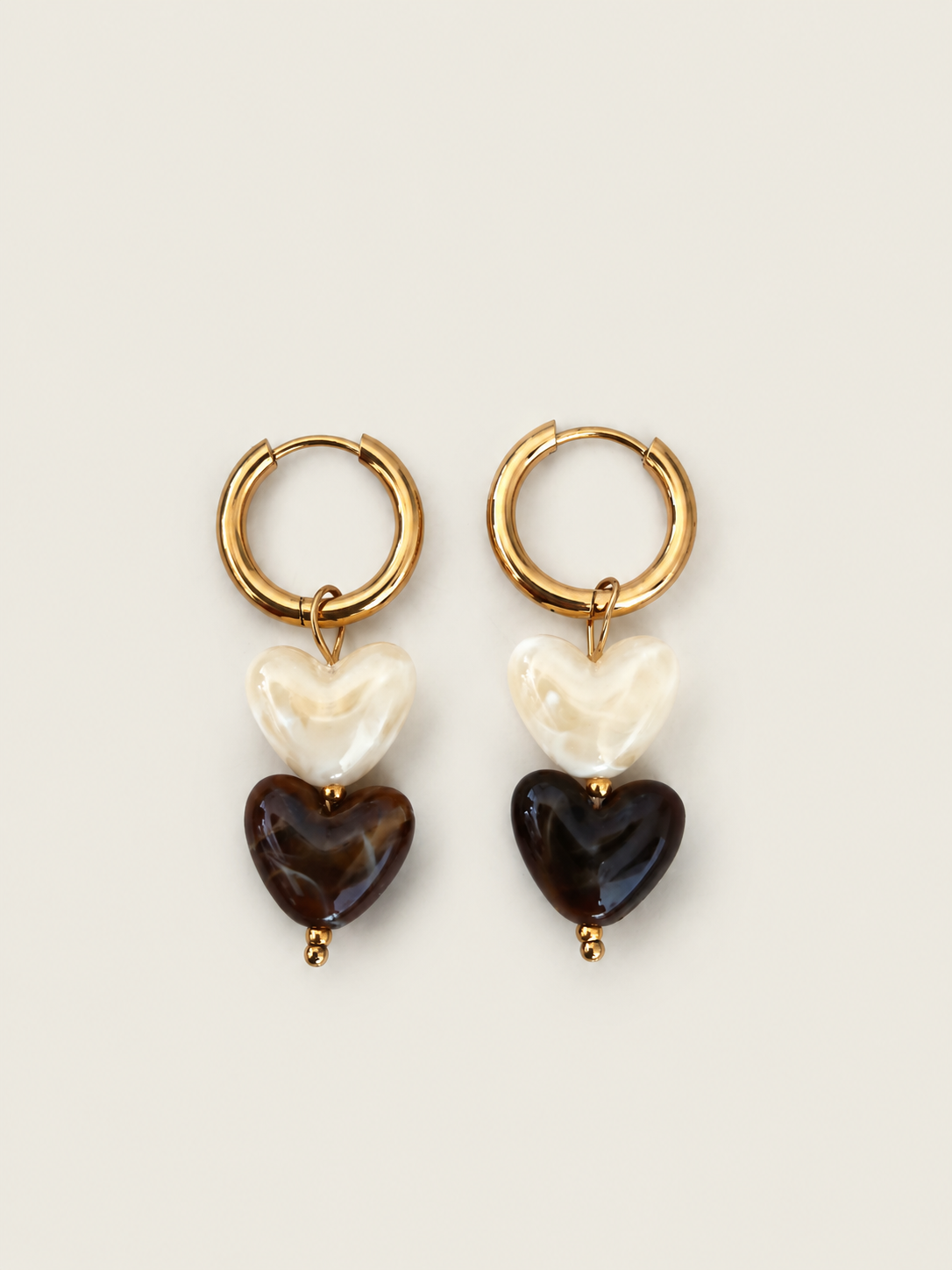 Color Hearts creme/bruin - stainless steel - goudkleurig en creme/bruin