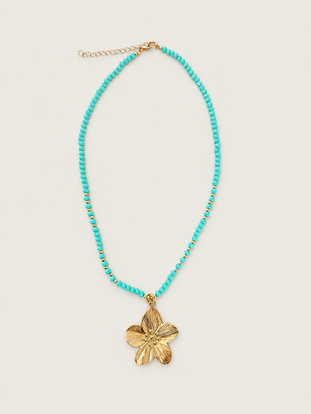 Tropical Flower ketting - stainless steel - goudkleurig