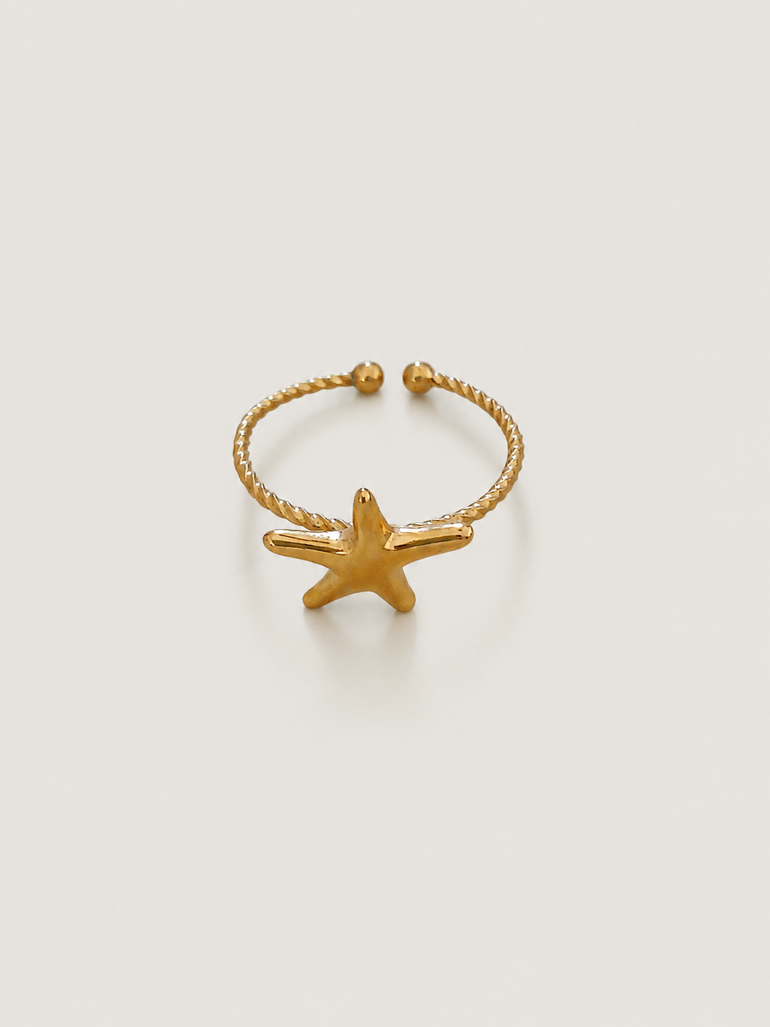 Golden starfish ring - stainless steel - verstelbaar - goudkleurig