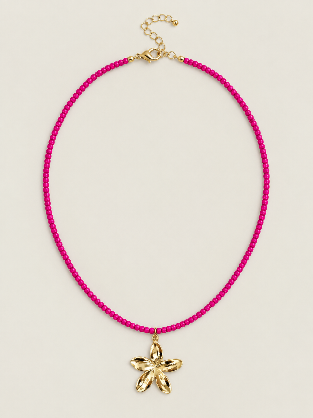 Fuchsia Bloom Ketting  - stainless steel - goudkleurig