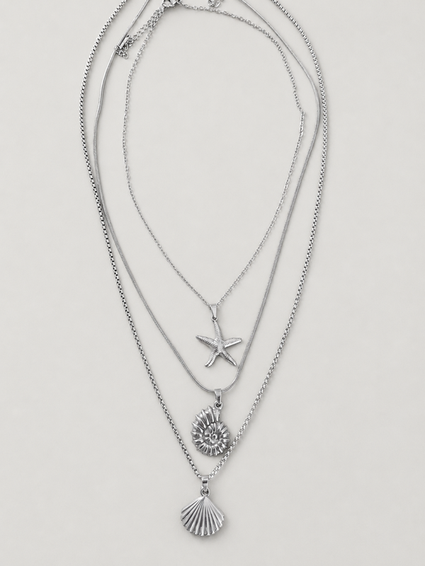 Ocean Breeze Ketting set (3-delig)  - stainless steel - zilverkleurig