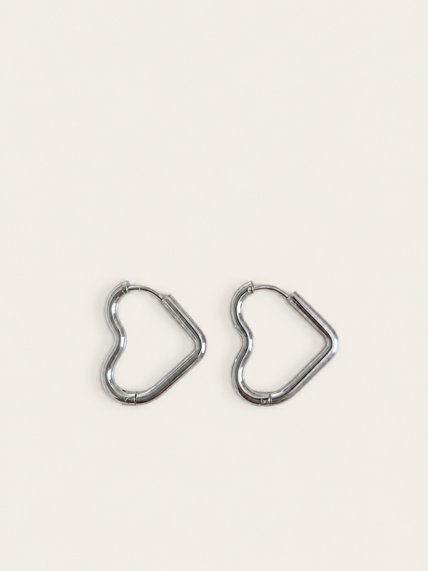 Open heart oorbellen - stainless steel - zilverkleurig