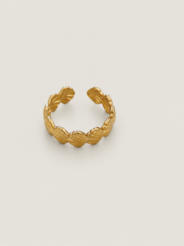 Golden seashell ring - stainless steel - verstelbaar - goudkleurig