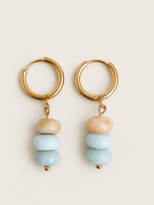 Three stones oorbellen - stainless steel - goudkleurig