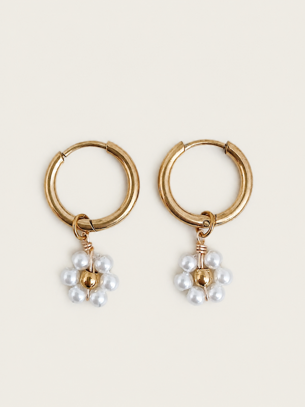 Little daisy oorbellen - stainless steel - goudkleurig