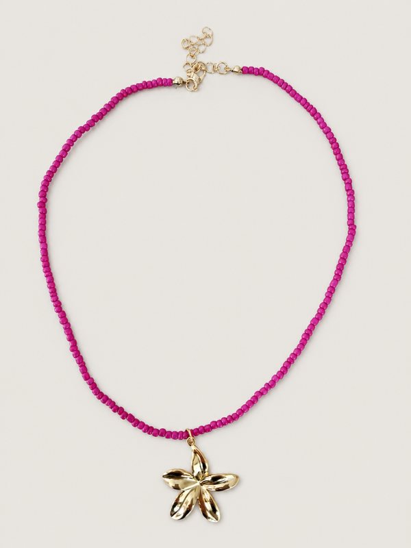 Fuchsia Bloom Ketting  - stainless steel - goudkleurig