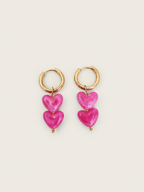 Color Hearts roze - stainless steel - goudkleurig/roze