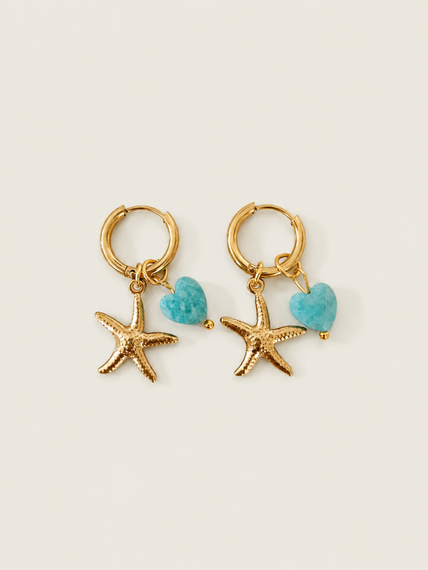 July Starfish oorbellen - stainless steel - goudkleurig