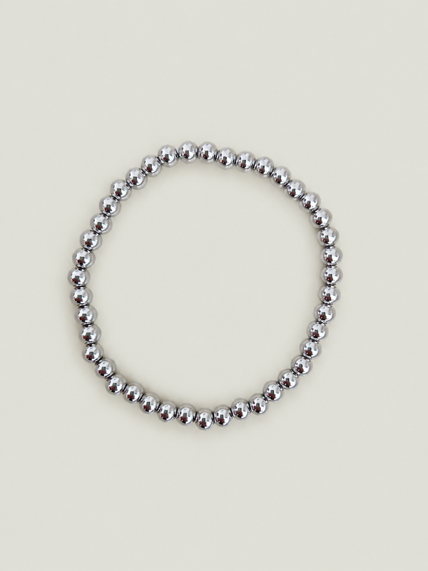 Silver Bead armband - stainless steel - zilverkleurig
