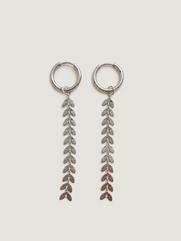 Silver leaves oorbellen - stainless steel - zilverkleurig