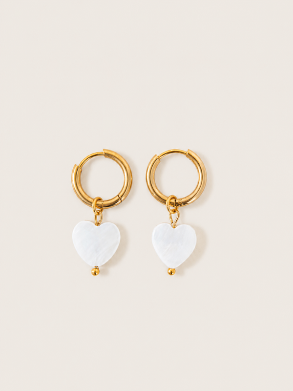 Seashell Love oorbellen - stainless steel - goudkleurig