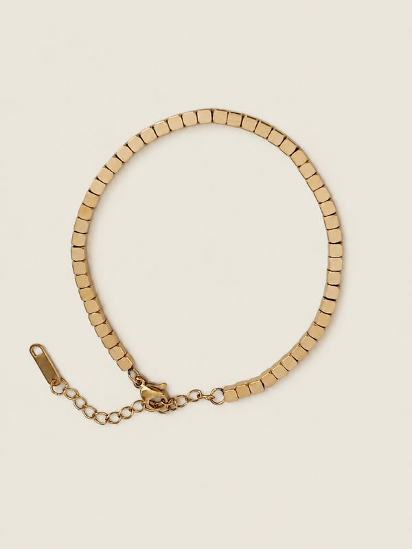 Golden Cube armband - stainless steel - goudkleurig