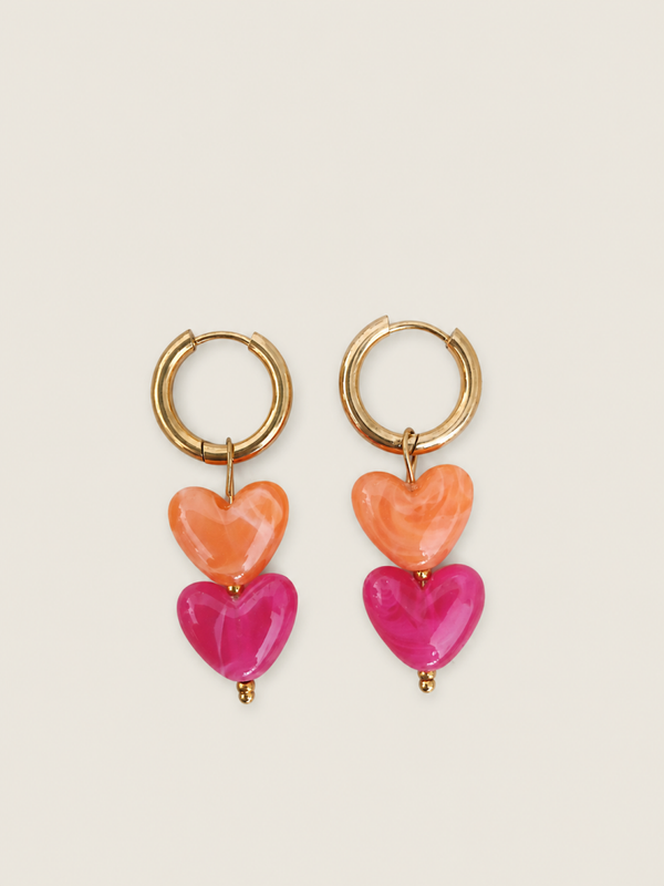 Color Hearts oranjeroze - stainless steel - goudkleurig/oranjeroze