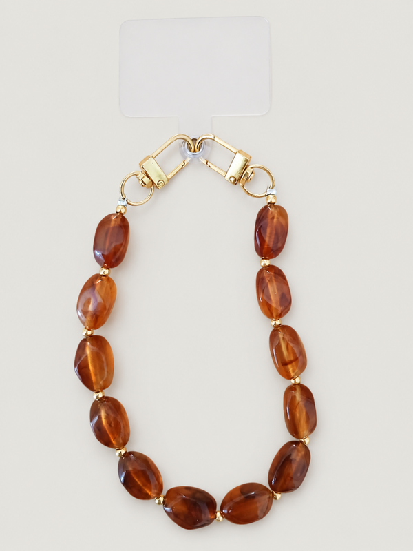 Brown Beads Phone Strap - telefoonkoord
