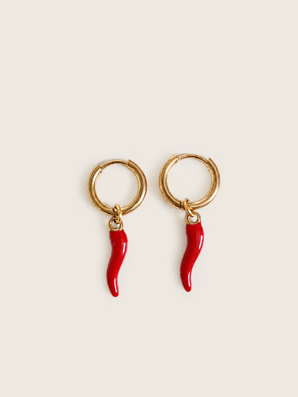 Red Hot oorbellen - stainless steel - goudkleurig