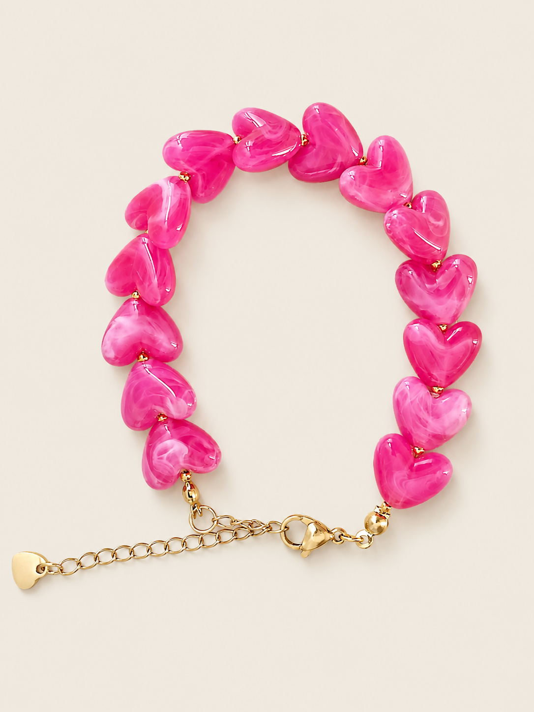 Heart Armband Pink - stainless steel - Goudkleurig