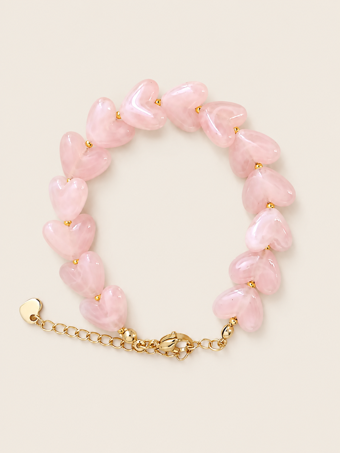 Heart Armband Soft Pink - stainless steel - Goudkleurig