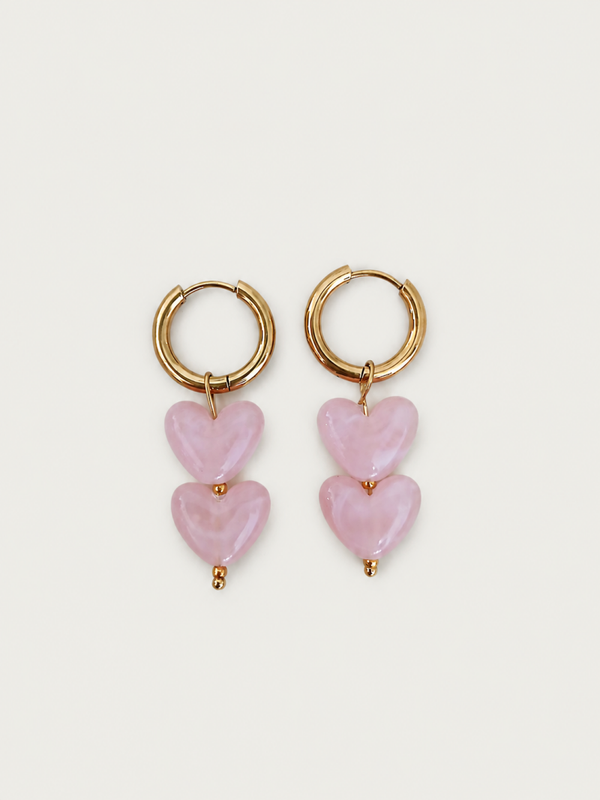 Color Hearts lichtroze - stainless steel - goudkleurig/lichtroze