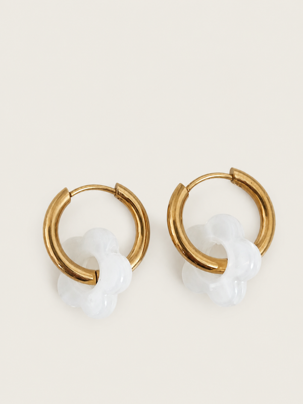 Flower hoops oorbellen - stainless steel - goudkleurig