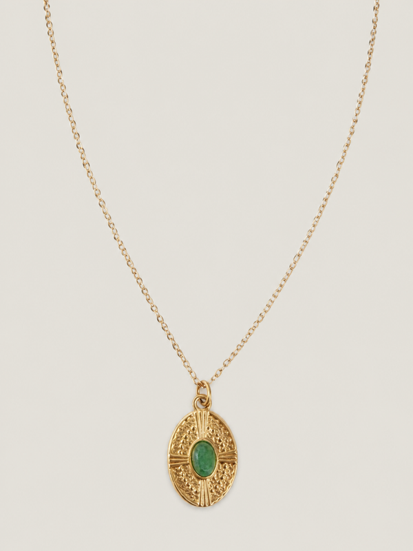 Jade ketting - stainless steel - goudkleurig
