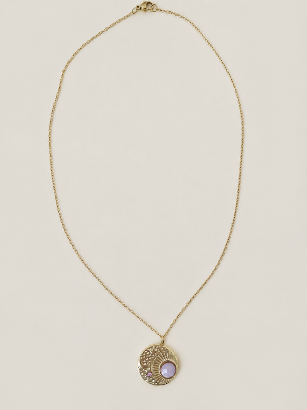 Sunset Lilac Coin ketting - stainless steel - goudkleurig