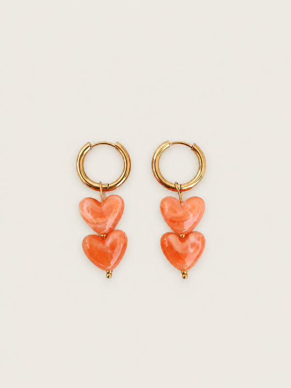 Color Hearts oranje - stainless steel - goudkleurig/oranje