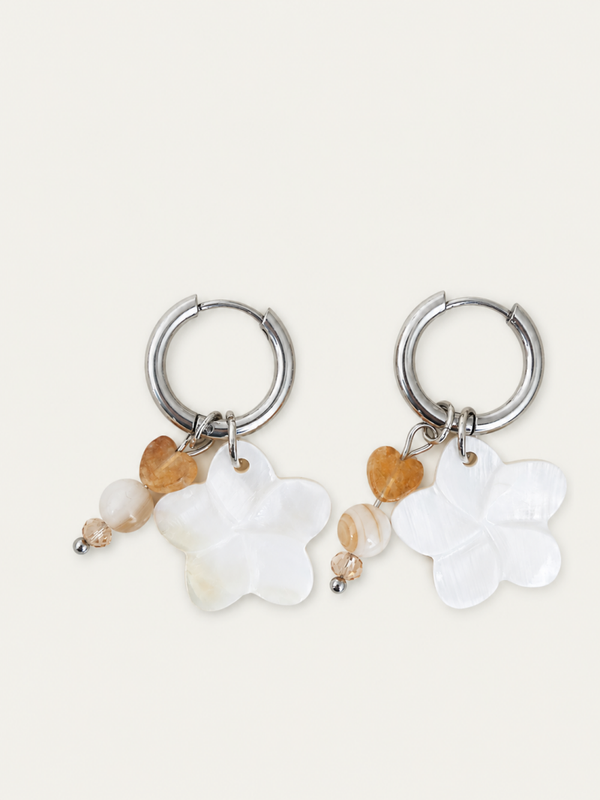 Beach Flower oorbellen - stainless steel - zilverkleurig