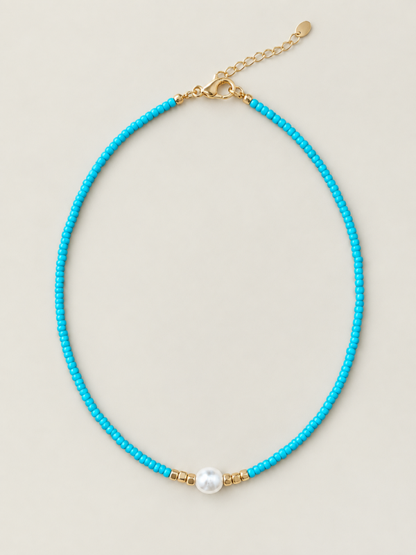 Bohemian Breeze ketting - stainless steel - turquoise