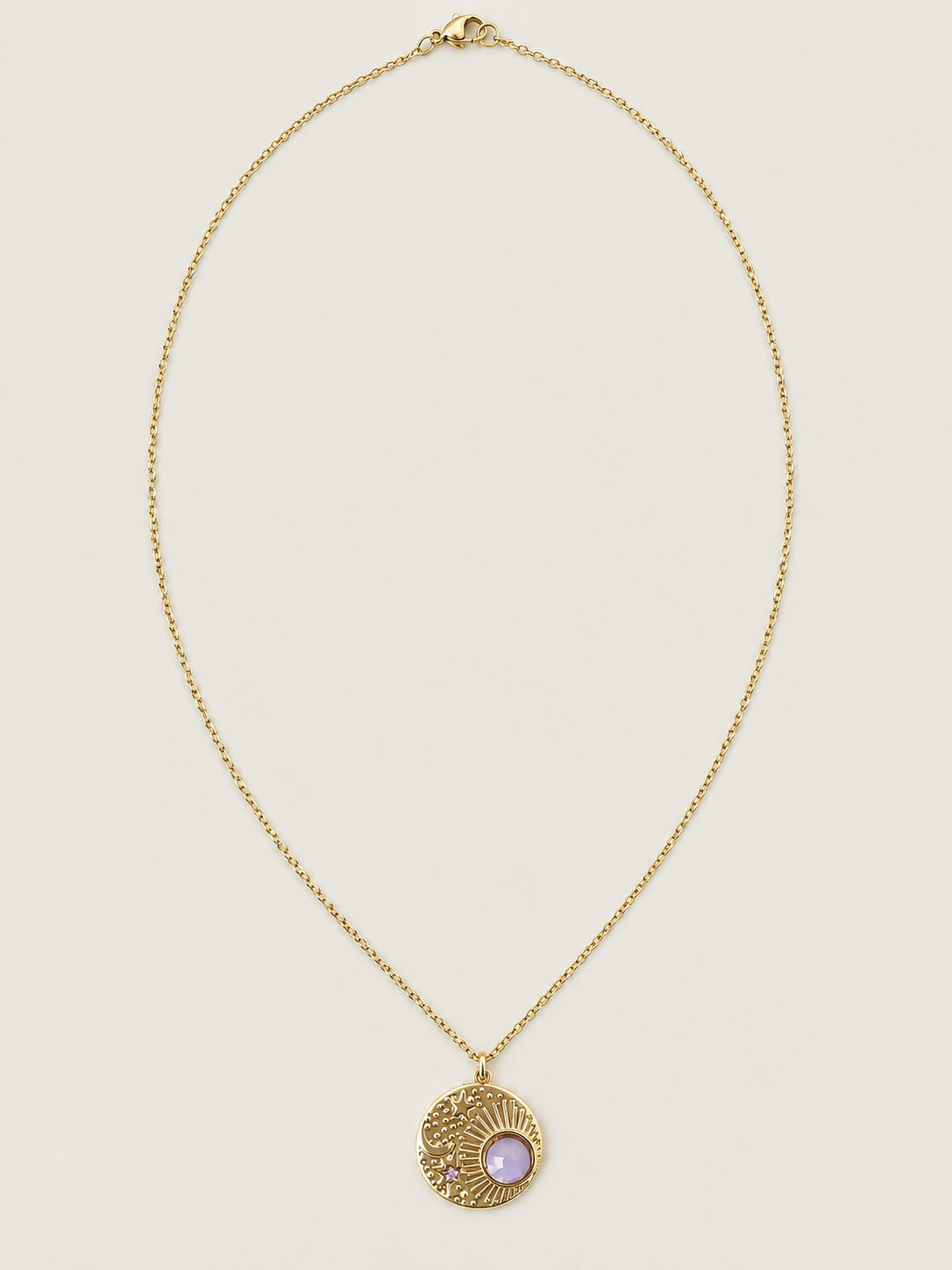 Sunset Lilac Coin ketting - stainless steel - goudkleurig