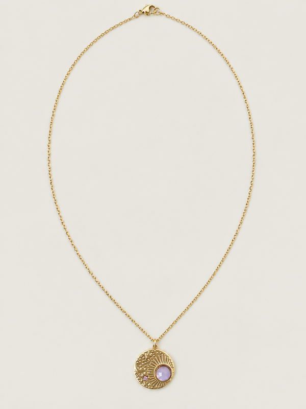 Sunset Lilac Coin ketting - stainless steel - goudkleurig