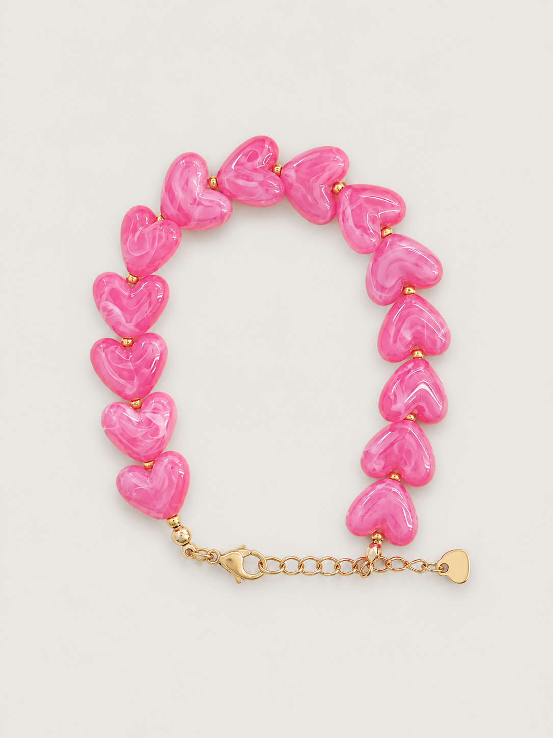 Heart Armband Pink - stainless steel - Goudkleurig