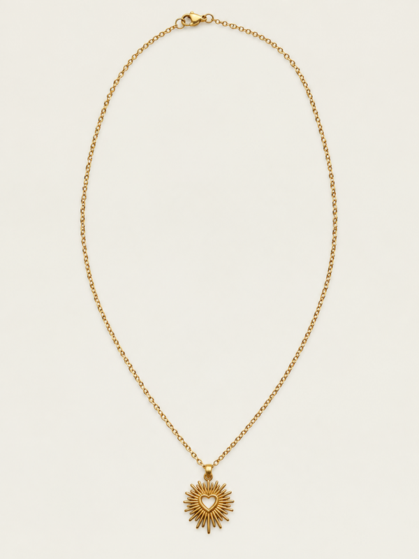 Boho sun Ketting  - stainless steel - goudkleurig