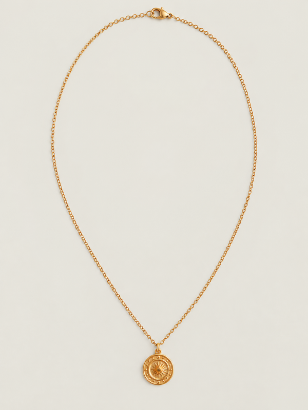 Golden Coin Ketting  - stainless steel - goudkleurig