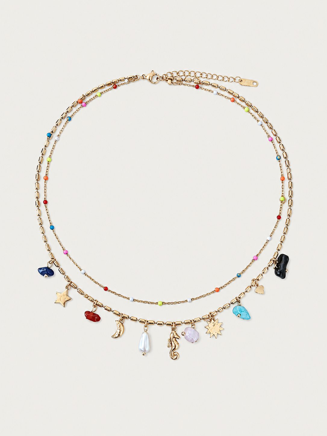 Luna Sol Seahorse boho ketting - stainless steel - goudkleurig