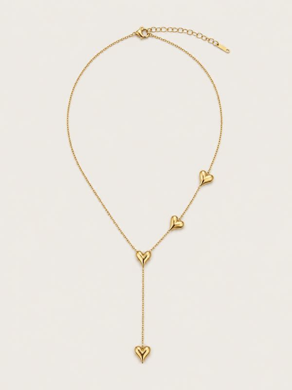 Heart to heart ketting - stainless steel - goudkleurig