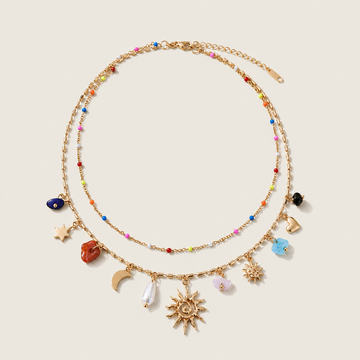 Luna Sol boho ketting - stainless steel - goudkleurig