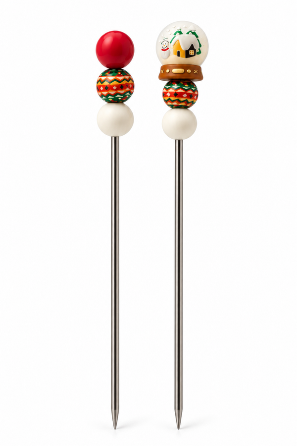 Amigurumi-Sticks Schneekugel    1 Paar